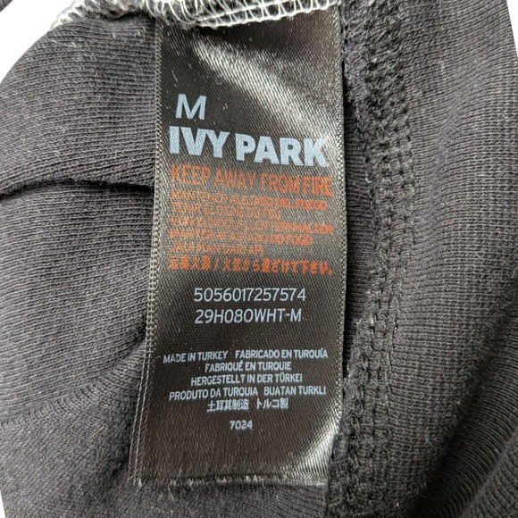 Ivy Park Cropped Hoodie Women's Medium Black White Baggy Streetwear Casual - Picture 11 of 14